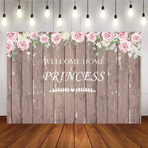 Mocsicka Welcome Home Princess Backdrop Floor Pink Flowers Wedding Party Decor-Mocsicka Party