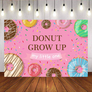 Mocsicka Donut Grow up Backdrop Pink Backdrop 1st Birthday Party Backdrops