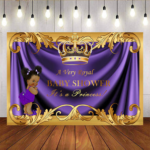 Mocsicka Royal Princess Baby Shower Backdrop Personalized Purple Backdrops