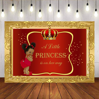 Mocsicka Royal Girl Baby Shower Back Drops Red Golden Crown Princess Newborn Party Prop-Mocsicka Party