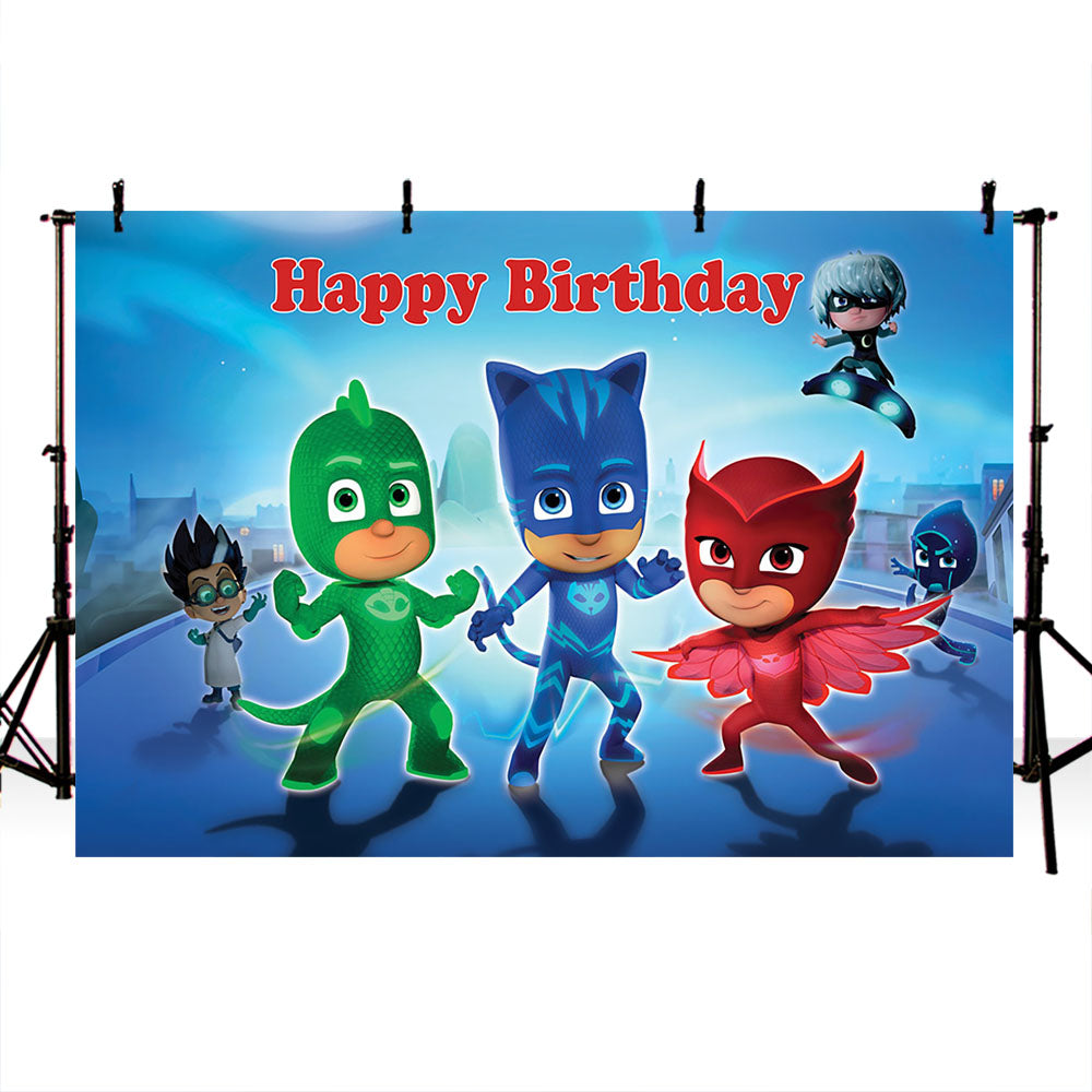 Mocsicka PJ Mask Theme Happy Birthday Party Backdrop