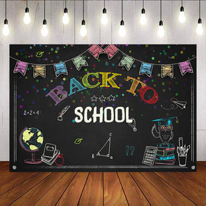 Mocsicka Back to School Backdrops Blackboard and Colored Flags Photo Background-Mocsicka Party