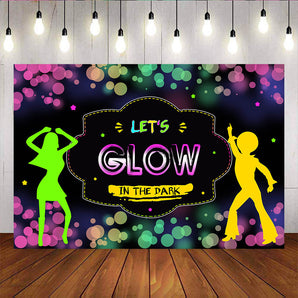 Mocsicka Let's Glow in the Dark Backdrop Aperture Dance Party Banners-Mocsicka Party