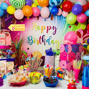 Mocsicka Dessert Happy Birthday Party Decor Chocolate Ice Cream Donut Backdrop-Mocsicka Party