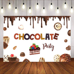 Mocsicka Chocolate Theme Party Backdrop Cakes Donut Birthday Background-Mocsicka Party