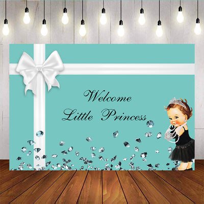 Mocsicka Welcome Little Princess Baby Shower Backdrop Green Diamond Background-Mocsicka Party