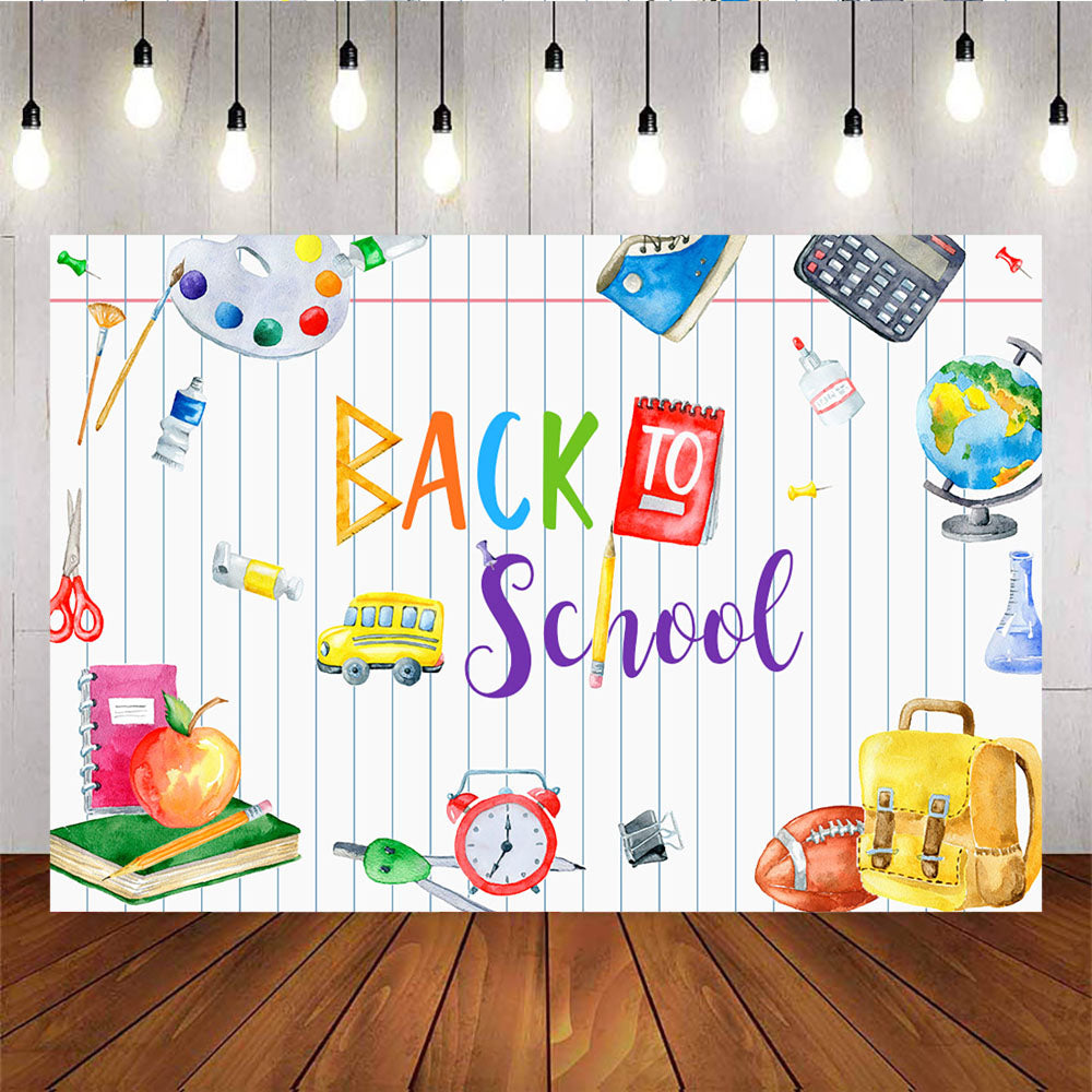 Mocsicka Welcome Back to School Party Supplies Globe School Bag and Football Backdrop-Mocsicka Party