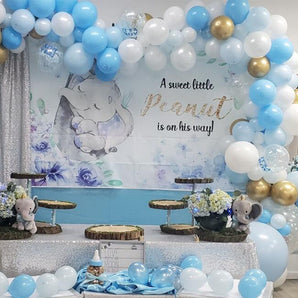 Mocsicka Baby Elephant Newborn Backdrop One Sweet Little Peanut On His Way Backdrop-Mocsicka Party