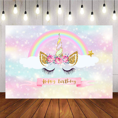 Mocsicka Unicorn Theme Birthday Party Supplies Rainbow Gold Stars Clouds Banners-Mocsicka Party