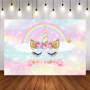 Mocsicka Unicorn Theme Birthday Party Supplies Rainbow Gold Stars Clouds Banners-Mocsicka Party