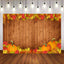 Mocsicka Pumpkin and Maple Leaf Baby Shower Backdrop Wooden Floor Background-Mocsicka Party