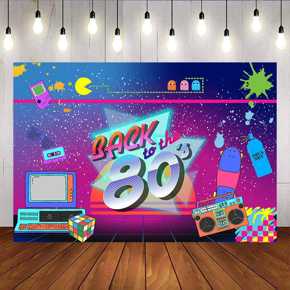 Mocsicka Back to the 80s Theme Party Props Retro Computer and Radio Backdrops-Mocsicka Party