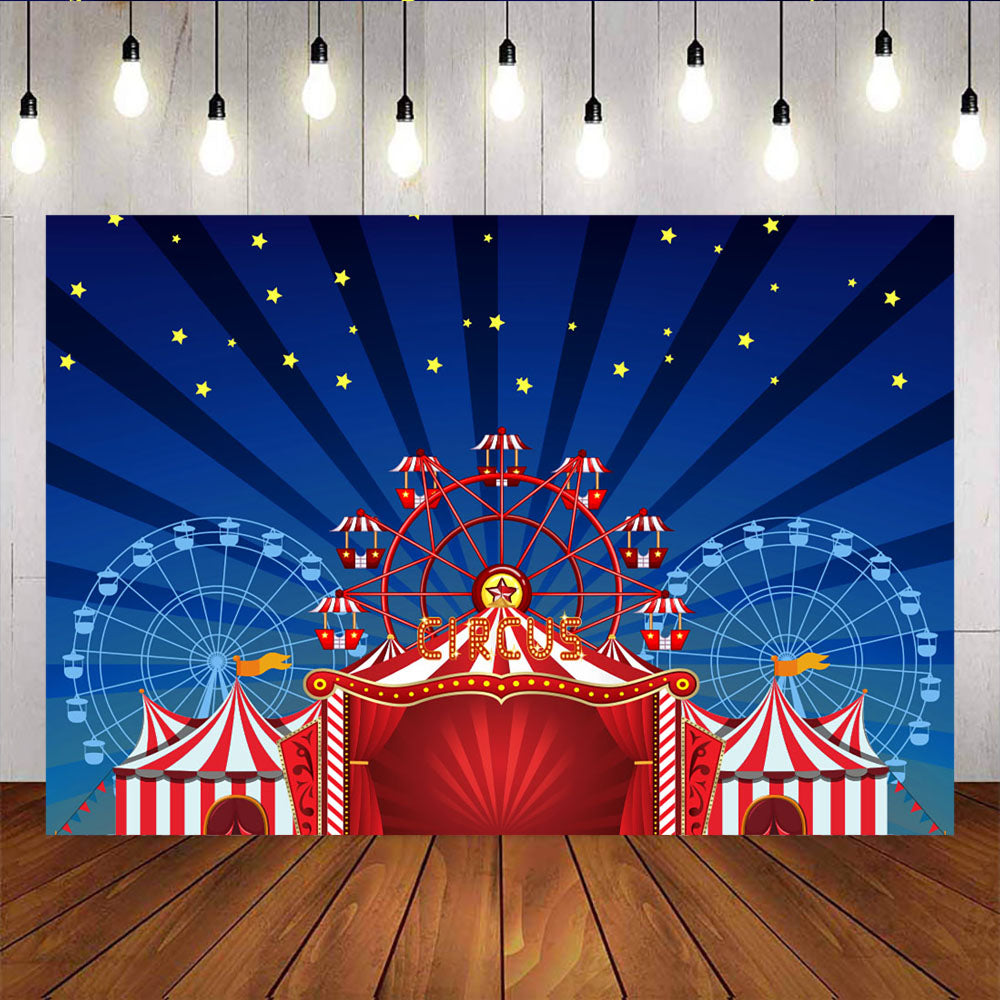Mocsicka Circus Fun Fair Birthday Party Backdrop Ferris Wheel Little Stars Background-Mocsicka Party