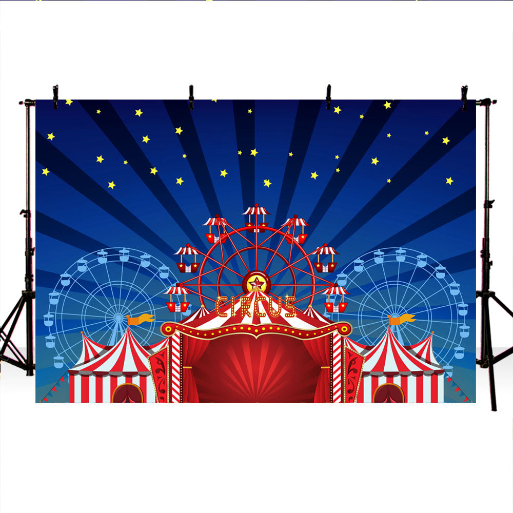 Mocsicka Circus Fun Fair Birthday Party Backdrop Ferris Wheel Little Stars Background