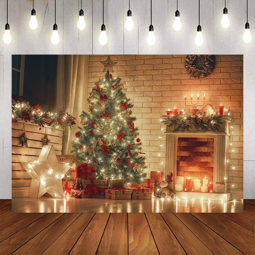 Mocsicka Merry Christmas Tree Home Fireplace Party Photo Background-Mocsicka Party