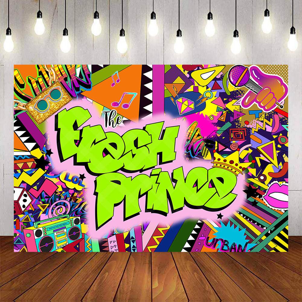 Mocsicka Fresh Prince Graffiti Backdrop Retro Radio Happy Birthday Background-Mocsicka Party