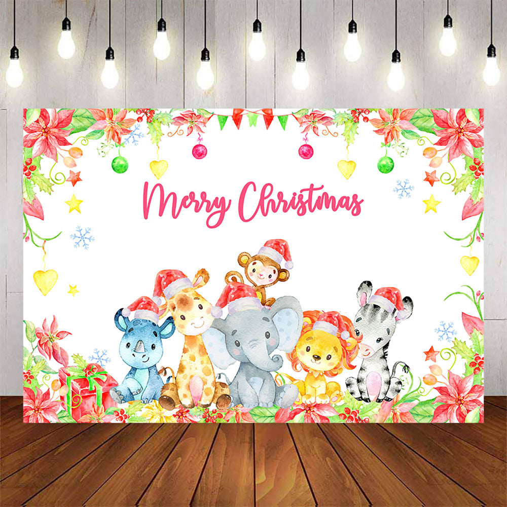 Mocsicka Merry Christmas Animals Theme Party Photo Background-Mocsicka Party