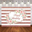 Mocsicka Rose Gold and White Stripes Happy Birthday Party Backdrop