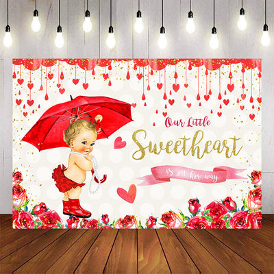 Mocsicka Our Little Sweet Heart is on Her Way Baby Shower Backdrop Valentine's Day-Mocsicka Party