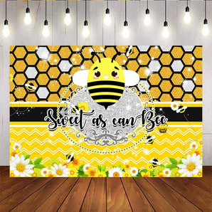 Mocsicka Sweet Little Bee Baby Shower Back Drops Shining Honeycomb Floral Back Ground-Mocsicka Party