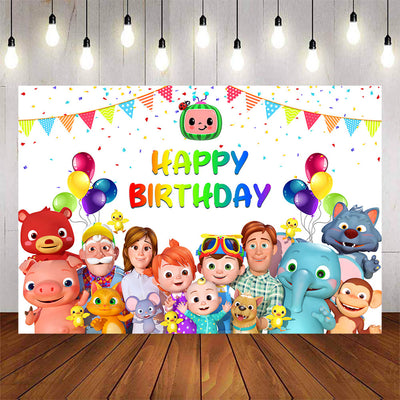Mocsicka Cartoon Background Happy Birthday Party Banners-Mocsicka Party