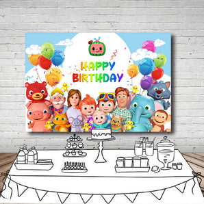 Mocsicka Cartoon Background Happy Birthday Party Supplies