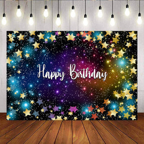 Mocsicka Starry Sky Twinkle Stars Happy Birthday Party Decor Custom Newborn Backdrop-Mocsicka Party