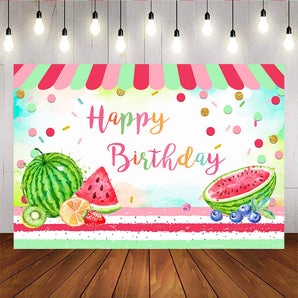 Mocsicka Summer Watermelon Happy Birthday Backdrop Custom Newborn Background-Mocsicka Party