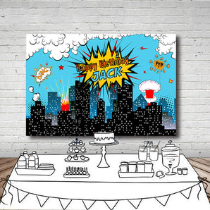 Mocsicka Cityscape Backdrop Kids Birthday Party Decor Props