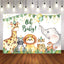 Mocsicka Oh Baby Wild Animals Green Leaves Backdrops Happy Birthday Party Decoration-Mocsicka Party