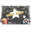 Mocsicka Movie Night Backdrop Big Stars Popcorn and Glowing Dots Theme Party Decor
