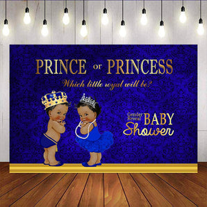 Mocsicka Prince or Princess Gender Reveal Backdrop Blue Royal Baby Shower Party Props-Mocsicka Party