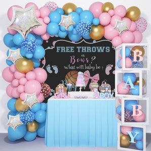 Mocsicka Boy or Girl Gender Reveal Throws or Bows Baby Shower Backdrop-Mocsicka Party