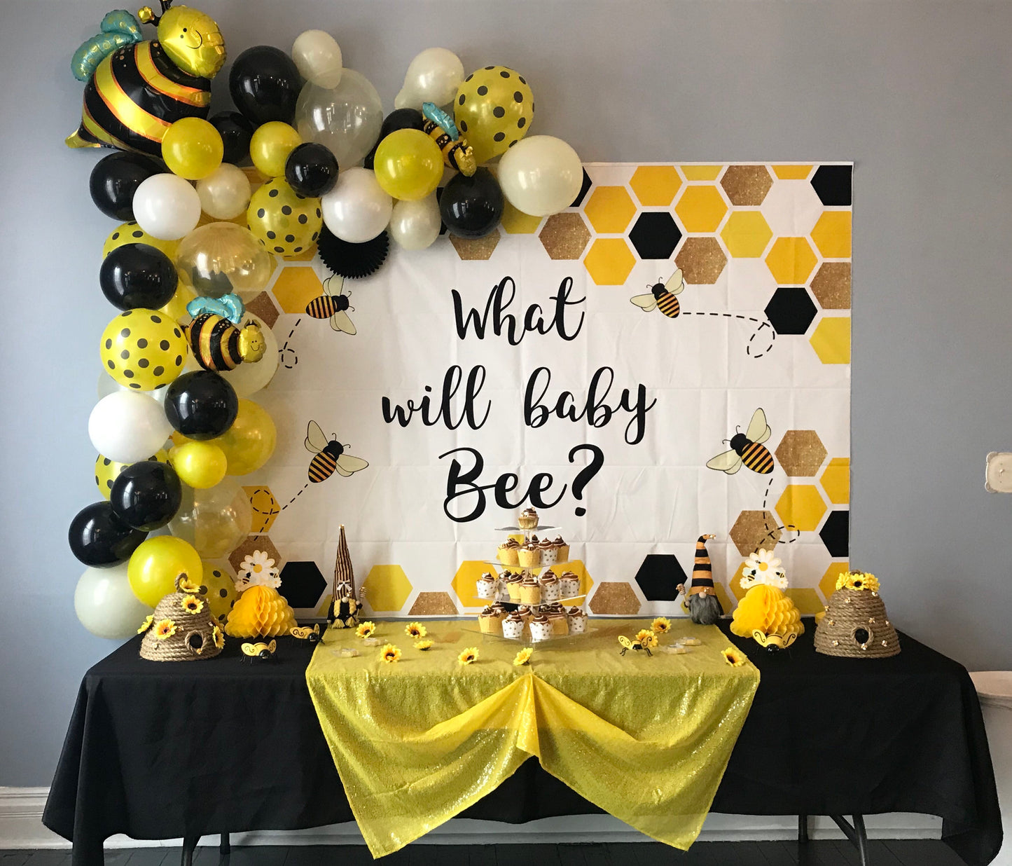 Mocsicka Little Sweet Bee Baby Shower Decor Prop Honey Comb Background-Mocsicka Party