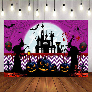Mocsicka Halloween Theme Party Decor Witch and Castle Photo Background-Mocsicka Party