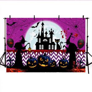 Mocsicka Halloween Theme Party Decor Witch and Castle Photo Background