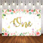 Mocsicka One Theme Happy Birthday Party Decor Spring Flowers Butterfly Background-Mocsicka Party
