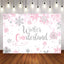 Mocsicka Winter Onederland Sliver and PInk Snowflakes Baby Shower Backdrops-Mocsicka Party