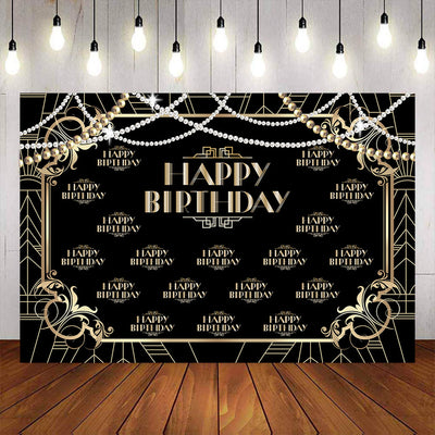 Mocsicka Gatsby Theme Step and Repeat Happy Birthday Party Backdrops-Mocsicka Party