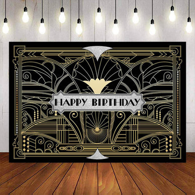 Mocsicka The Great Gatsby Background Step and Repeat Happy Birthday Party Backdrops-Mocsicka Party