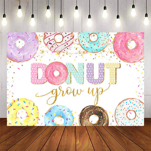 Mocsicka Donut Grow up Happy Birthday Party Decor Background-Mocsicka Party