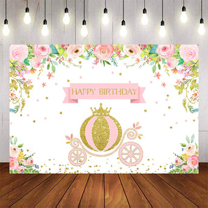 Mocsicka Golden Pumpkin Carriage Happy Birthday Background-Mocsicka Party