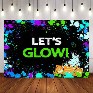 Mocsicka Let's Glow Party Painted Graffiti Splash Backdrop-Mocsicka Party