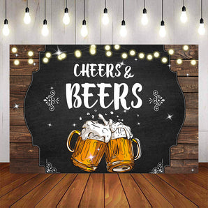 Mocsicka Cheers and Beers Wooden Board Happy Birthday Backdrop-Mocsicka Party