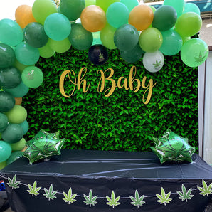 Mocsicka Oh Baby Green Leaf Baby Shower Decoration backdrop-Mocsicka Party