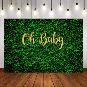 Mocsicka Oh Baby Green Leaf Baby Shower Decoration backdrop