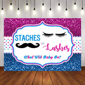 Mocsicka Staches or Lashes Gender Reveal Baby Shower Backgrounds-Mocsicka Party
