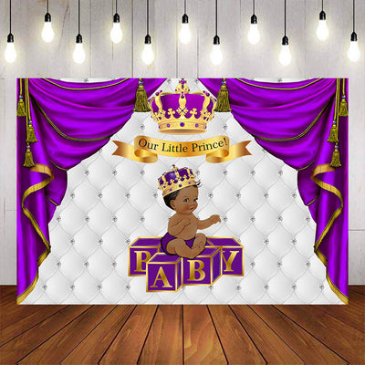 Mocsicka Royal Prince Purple Gold Crown Baby Shower Party Background-Mocsicka Party