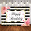 Mocsicka Pink Rose and Stripes Happy Birthday Party Decor Prop-Mocsicka Party