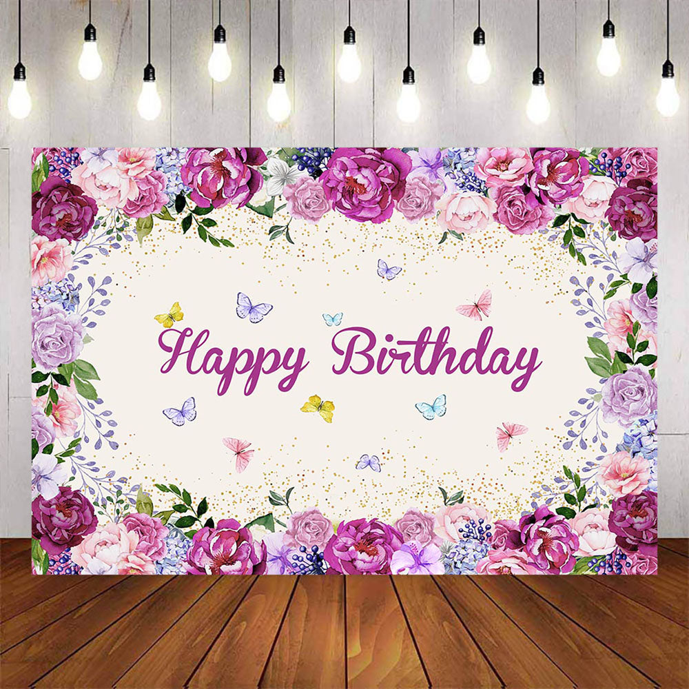 Mocsicka Flowers and Butterflies Happy Birthday Party Decor Prop-Mocsicka Party
